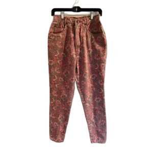 Vintage 90s GET! Floral High Waisted Mom Jeans Cotton Tapered Leg Pink Size‎ 0/2